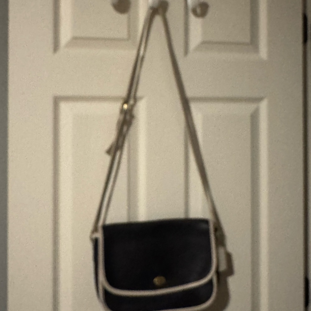 Rare Vintage Navy Blue and Parchment Leather Crossbody Coach Spectator City 9667 - Picture 4 of 13
